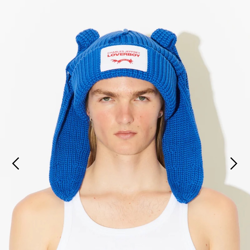 Charles Jeffrey Loverboy chunky rabbit beanie in blue